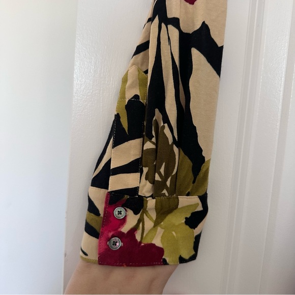 Tommy Bahama (M) Victoria Blooms Shirt Dress- Pink Green Floral Belted Button Up - Picture 5 of 10